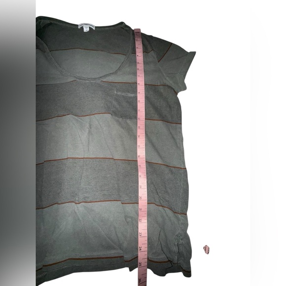 James Perse Gray and Brown Striped Short Sleeve Tee Size 3 - Picture 4 of 6